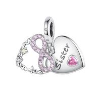Simphman 925 Sterling Silver Charms Dangles for Bracelets and Necklaces Forever Love Sister Dangle Jewellery for Women Girls Family and Friends