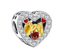 Simphman 925 Sterling Silver Charms Dangles for Bracelets and Necklaces Hand in Hand Gold Gift Jewellery for women girls family and friends