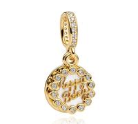 Simphman Charms Argent 925 Sterling Gâteau d'anniversaire doré Pendentifs Perles pour Bracelets Colliers Christmas Day Bijoux Cadeau Pour Femme