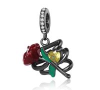 Simphman Charms Argent 925 Sterling Rose noire à crânes d'Halloween Pendentifs Perles pour Bracelets Colliers Christmas Day Bijoux Cadeau Pour Femme