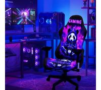 Simpkeely Housse de Chaise Gaming Blacklight - Housse Extensible et Lavable Réactive aux UV avec Motif Panda Néon Luminescent pour Chaises Esport, Décoration de Salle Gaming