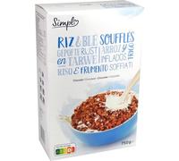 SIMPL - Céréales Riz et Blé Soufflés Chocolat | Savoureux et Croquant | Idéal pour le Petit-Déjeuner | le paquet de 750g | LOT DE 4