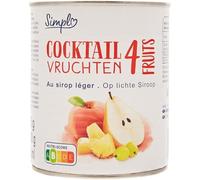 SIMPL - Fruits au Sirop Cocktail | Savoureux mélange de fruits en sirop | Idéal pour desserts et collations | la boite de 500g net égoutté | LOT DE 4