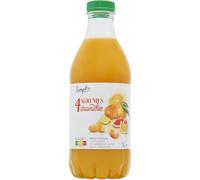 SIMPL Jus de Fruits 4 Agrumes - 100% Pur Fruit Pressé - Bouteille 1L - Mélange Clémentine, Orange, Pamplemousse Rose et Citron - Sans Conservateur - Lot de 4