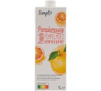 SIMPL Jus de Pamplemousse à base de concentré - Format 1L en brique carton avec bouchon à vis - Saveur naturelle et rafraîchissante - Lot de 6