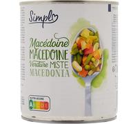 SIMPL Macédoine de légumes en conserve - 800 g - Boîte métallique - Légumes variés cuisinés - Nutri-Score A - Fabriqué en France - Lot de 4