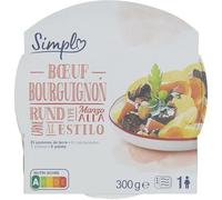 SIMPL - Plat Cuisiné - Bœuf Bourguignon et Pommes de Terre · Prêt en 2 min au Micro-Ondes · Pour 1 Personne - la barquette de 300g - Le Lot De 4