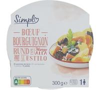 SIMPL - Plat Cuisiné Saveur Authentique, Bœuf Bourguignon Fondant et Riche en Goût, Barquette 300g - Lot De 4