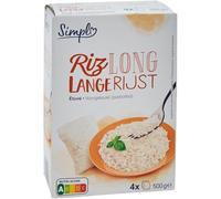 SIMPL - Riz Long Étuvé Prêt à l’Emploi, Texture Légère et Fondante, 4 x 125g