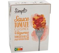 SIMPL - Sauce Tomate Cuisinée Gourmande aux Légumes, Texture Onctueuse et Naturale (390g) - lot de 6 - Vendu par Lot