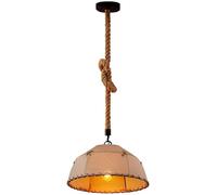 Simple American Country Antique Chanvre Corde Suspension Restaurant Internet Café Rétro Chanvre Corde Lustre Personnalité Créative Lin Abat-Jour Maison Éclairage Intérieur, 35cm