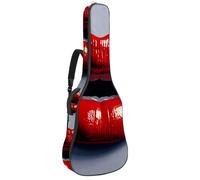 Simple Artistic Red Lips Sac pour guitare acoustique avec 2 poches, bandoulière réglable et crochet arrière, convient pour guitares électriques, basses et guitares classiques, Lèvres rouges