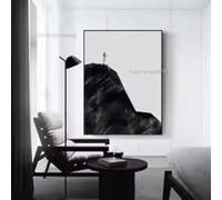 Simple Artwork Black Abstract Pepole On The Mountain Oil Painting print On Canvas Wall Art Living Room Decor 70x100cm Frameless