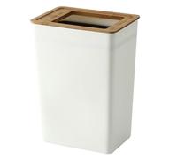 Simple Bamboo Cover Nordic Trash Can for Simple Living Room Bedroom Bathroom Living Kitchen Paper Basket