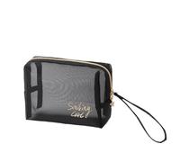 Simple Black Mesh Makeup Case Organizer Storage Pouch Casual Zipper Toiletry Wash Bags Make Up Women Travel Cosmetic Bag Package Convient au Shopping, aux Voyages, aux Rencontres(Type C)