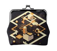 Simple Blocks Petit porte-monnaie rectangulaire pour femme avec verrou de baiser, format de poche, mini porte-monnaie pour femme