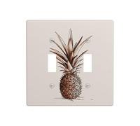 Simple Boho Ananas Minimal Line Art Double Gang Toggle Plaque Murale Interrupteur Décor Taille Standard - 11,4 x 11,4 cm
