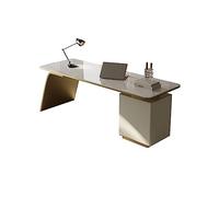 Simple Bureau de dalle de roche brillante de style de luxe Bureau pour studio à la maison Table PC au design minimaliste Un bureau de bureau Bureau pour ordinateur en or Écrire