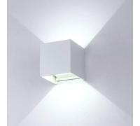 Simple Carré en Aluminium Noir Cadre LED Applique Murale Intérieur Extérieur 7w 3000k-6000k Lumière Chaude Douce avec Applique Murale à 2 Têtes, Angle Régla, White 7w-White Light