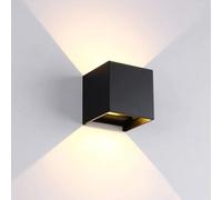 Simple Carré en Aluminium Noir Cadre LED Applique Murale Intérieur Extérieur 7w 3000k-6000k Lumière Chaude Douce avec Applique Murale à 2 Têtes, Angle Régla, Black 7w-Warm Light