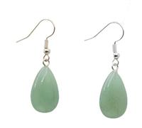 Simple Crochet Glaçure Larme Goutte D'eau Opale Cristal Lazuli Perles Balancent Pierre Naturelle Quartzs Pendentif Boucle D'oreille À La Main Femmes Bijoux,aventurine Verte