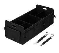 Simple Deluxe Organiseur de coffre de voiture, multi-compartiments, pliable, antidérapant, imperméable en polyester Oxford 600D, avec sangles réglables pour SUV, monospace, camion, grande taille, noir