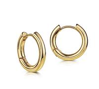 Simple Elegance Boucles d'oreilles créoles en or 750 plaqué or 18 carats imperméables hypoallergéniques pour femme (14 mm), 14 mm, Or jaune Or jaune Plaqué or 18 carats