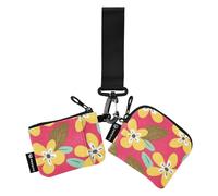 Simple Flowers Blossom Porte-cartes à monnaie pour femme Petit porte-monnaie portable avec poche zippée pour pièces de monnaie pour femme 2 pièces estuches para tarjetas de credito