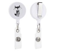 Simple Fox Porte-badge rétractable avec clip pour carte d'identité pour médecin, infirmière, étudiant, employé de bureau Noir et blanc