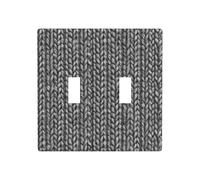 Simple Gris Tricoté Texture Double Gang Bascule Plaque Murale Interrupteur Décor Taille Standard - 11,4 x 11,4 cm