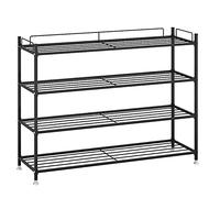 Simple Home Straight Pole Shoe Rack Space Saving 2-6 Layers Black Shoe Stand Storage for Hallway, Living Room, 802595cm ()