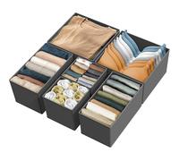 Simple Houseware Boîte de Rangement en Tissu Pliable, Placard, Commode, diviseur de tiroir, paniers pour sous-vêtements, Soutiens-Gorge, Gris foncé (Ensemble de 6)