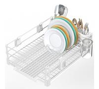 Simple Houseware Égouttoir à vaisselle avec égouttoirs, porte-tasses et porte-ustensiles, blanc
