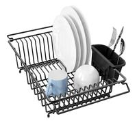 Simple Houseware Grand gouttoir vaisselle en acier inoxydable avec porte-ustensiles Noir