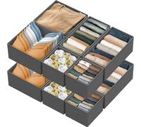 Simple Houseware Lot de 12 boîtes de rangement pliables en tissu pour placard, commode, tiroir, paniers pour sous-vêtements, soutien-gorge, gris foncé