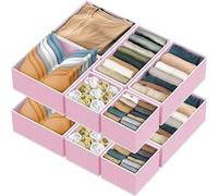 SIMPLE HOUSEWARE Lot de 12 organiseurs de tiroir pliables pour vêtements/sous-vêtements/culotte/grenouillère Rose