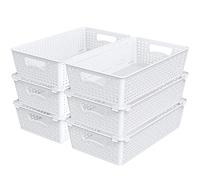 Simple Houseware Lot de 6 paniers de rangement empilables en plastique pour garde-manger, blanc