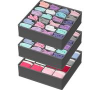 Simple Houseware Organisateur de tiroir de Placard pour vêtements, Chaussettes et sous-vêtements, Paquet de 3, Gris foncé