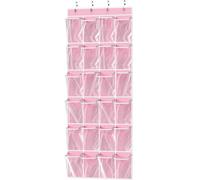 Simple Houseware Organiseur de chaussures suspendre avec 24 poches, grandes poches transparentes au-dessus de la porte, rose (56"" x 22,5"")