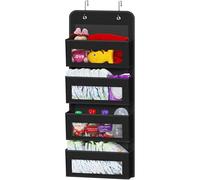 Simple Houseware Organiseur de Poche à 4 fenêtres Transparentes sur Porte/Mur, Noir