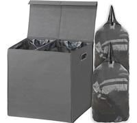 Simple Houseware Panier à Linge Double avec Couvercle et Sacs à Linge Amovibles, Gris foncé