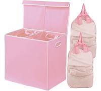 Simple Houseware Panier à Linge Double avec Couvercle et Sacs à Linge Amovibles Rose