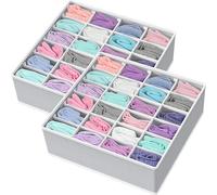 Simple Houseware Paquet de 2 organisateurs de Chaussettes de Placard, séparateur de tiroir à 24 cellules, Gris