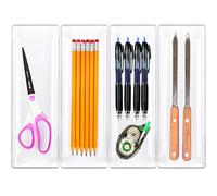 Simple Houseware Paquet de 4 organisateurs de tiroirs en Plastique Transparent, 3,25 x 9,7