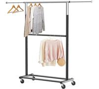 Simple Houseware Portant à vêtements à Double Tige, Noir