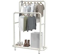 Simple Houseware Portant à vêtements à Double Tringle avec étagères inférieures, Blanc