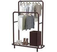 Simple Houseware Portant à vêtements à Double Tringle avec étagères inférieures, Bronze