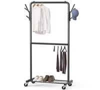 Simple Houseware Porte-vêtements à Double Tige avec Roues et Crochets, Noir