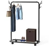 Simple Houseware Porte-vêtements de Style Industriel avec Roues et Crochets, Noir