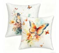 Simple Housse de Coussin 30x30 Lot de 2 Taie Oreiller en Velours Doux Carré Housse de Coussin Décoratif avec Fermeture éclair Invisible, Papillon Coussins Canapé pour Canapé, Salon, Extérieur 0n-413